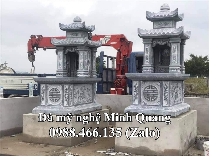 Mẫu Mộ Đá Hai Mái (Mộ Hai Đao) xuất xưởng - Đá Mỹ Nghệ Minh Quang